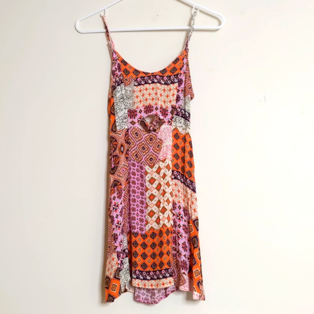 Patchwork pattern mini sundress
